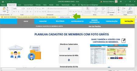Planilha Cadastro de Membros Grátis
